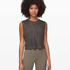 Lululemon Broken Beats Cotton Crop Tank Top Washed Black